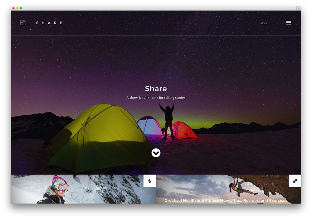 share - thème de blog créatif pour les aventures