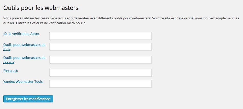 webmasters WordPress SEO