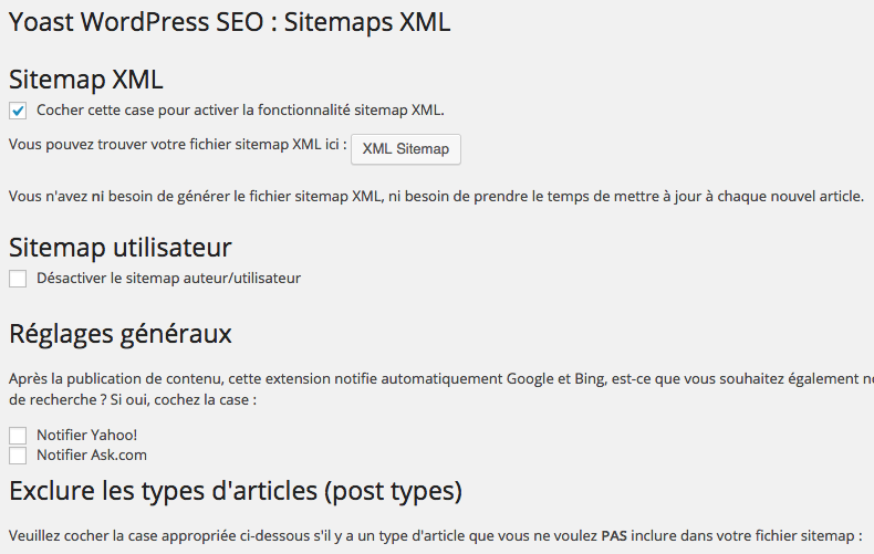 WordPress SEO xml sitemap