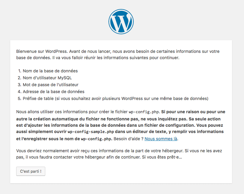 installer wordpress local étape1