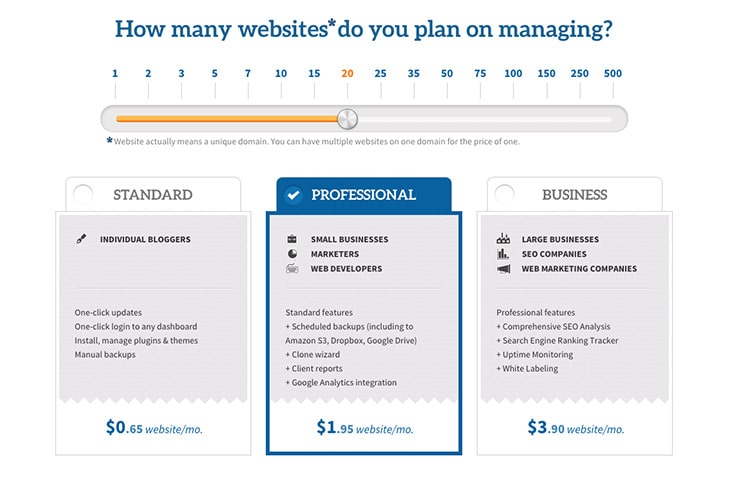 prix de manage wp