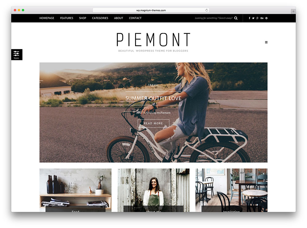 Piemont - thème de blog WordPress minimaliste