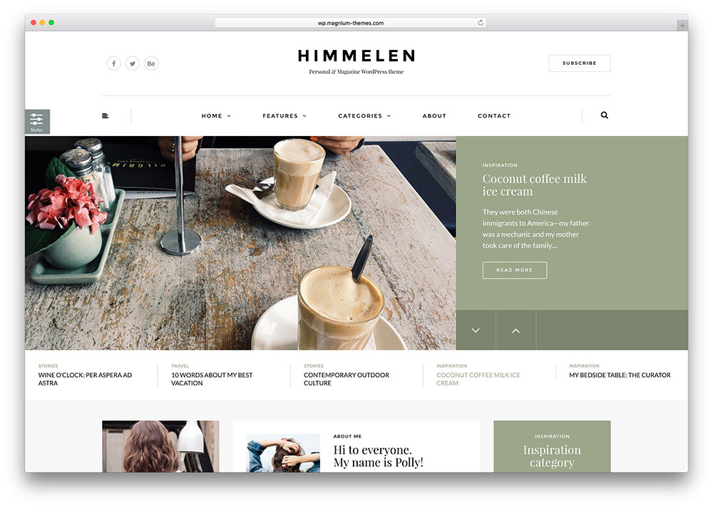 Himmelen – thème de blog WordPress simple