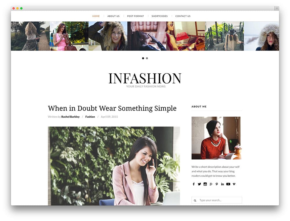 inFashion - thème de blog de mode net