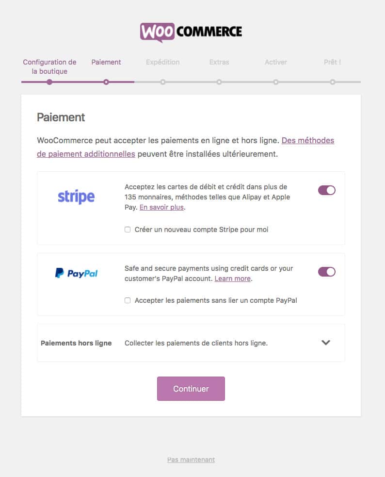 configuration de paiement WooCommerce