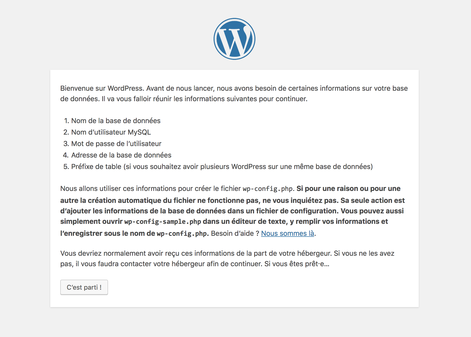 installation wordpress