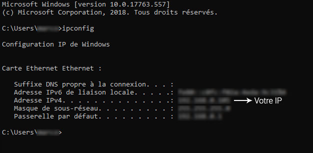 commande ipconfig