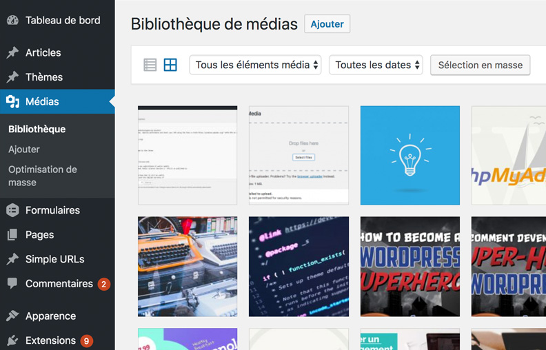 Types de fichiers Médias WordPress