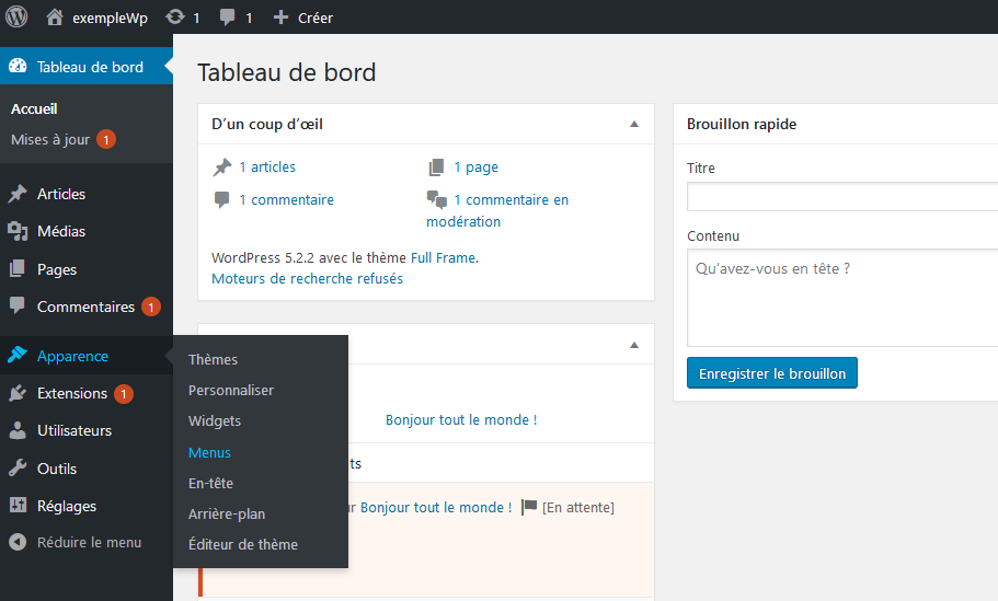 Modification du menu de navigation dans WordPress