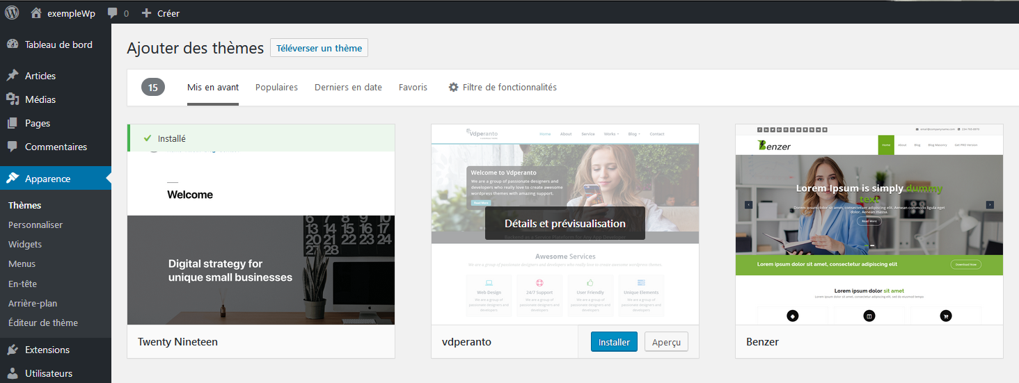 Installer un plugin via la bibliothèque de WordPress