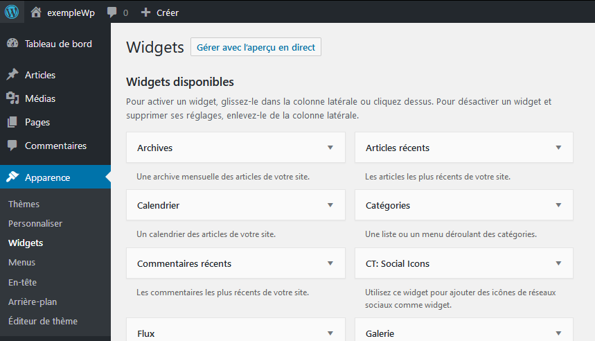 Les widgets dans WordPress