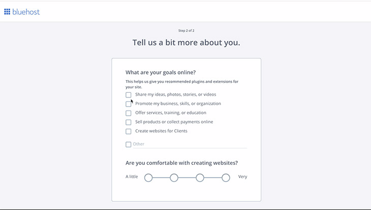 Bluehost WordPress installation 02