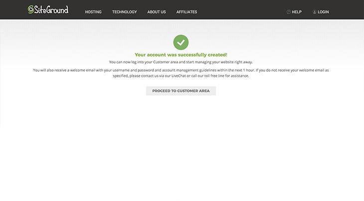 SiteGround hosting created