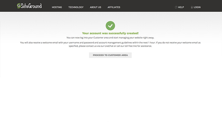 SiteGround hosting created