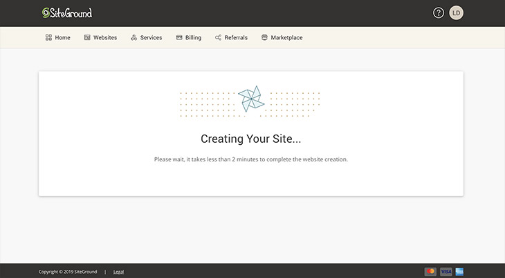 SiteGround WordPress installation