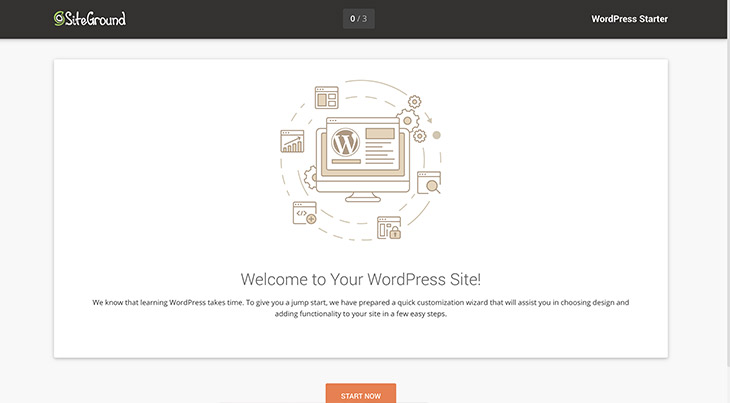 SiteGround welcome WordPress screen