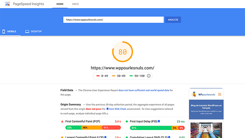 google pagespeed insight