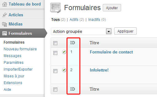 Comment trouver les ID des formulaires Gravity Forms