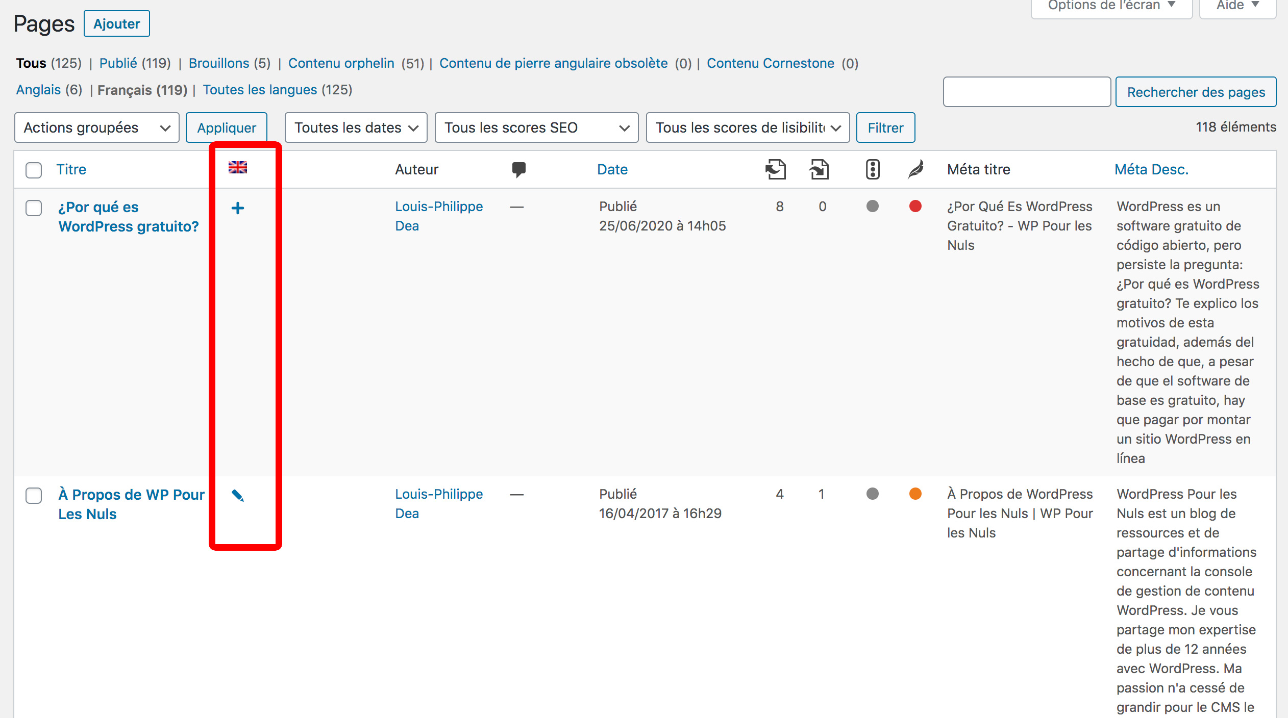 traduire des pages WPML WordPress