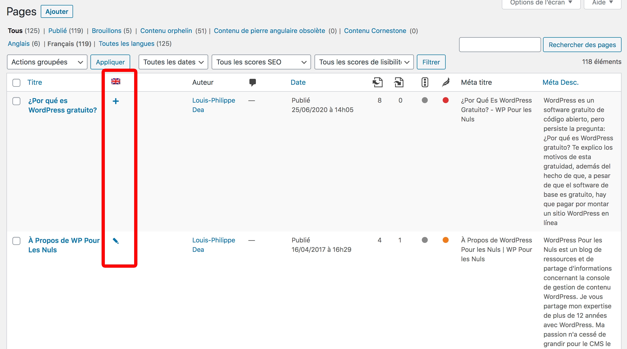 traduire des pages WPML WordPress