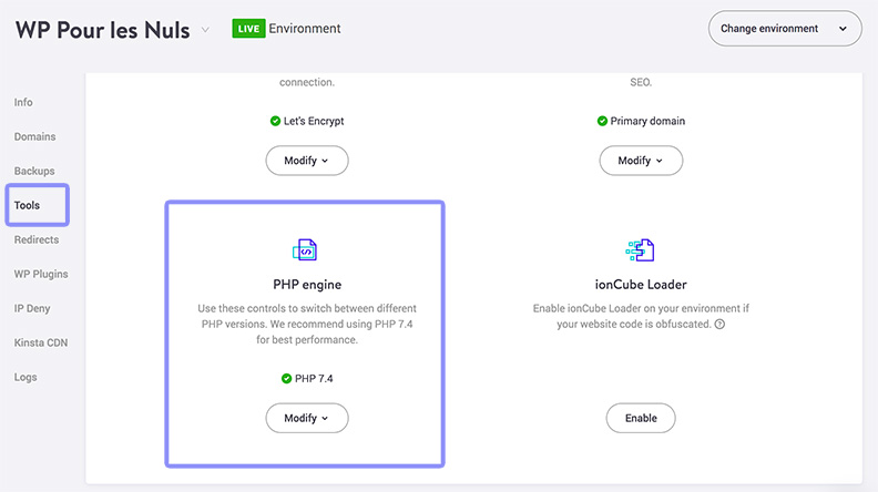 change php version web host