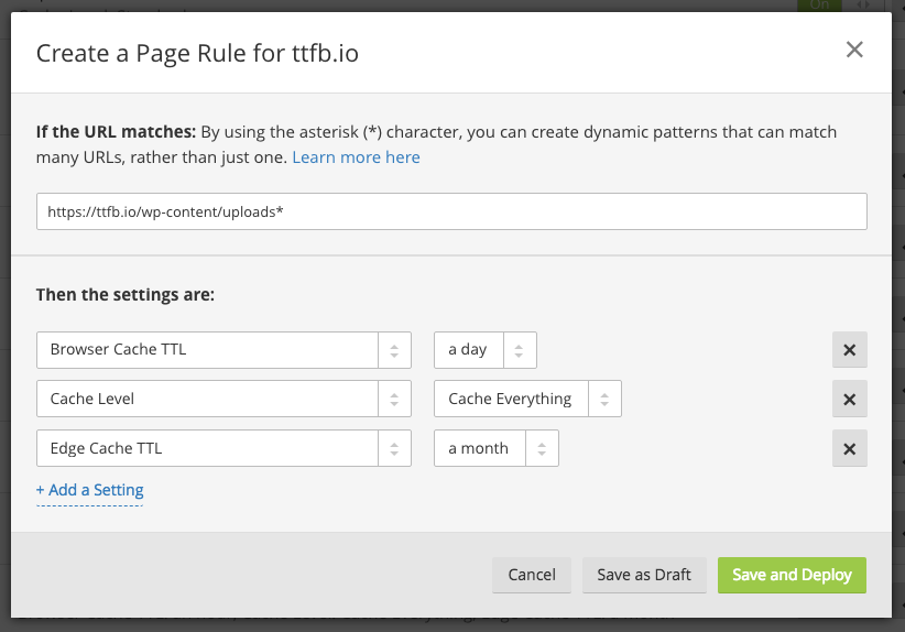 create a page rule