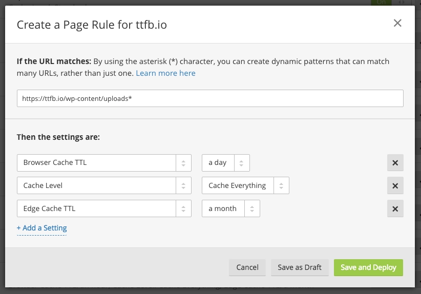 create a page rule
