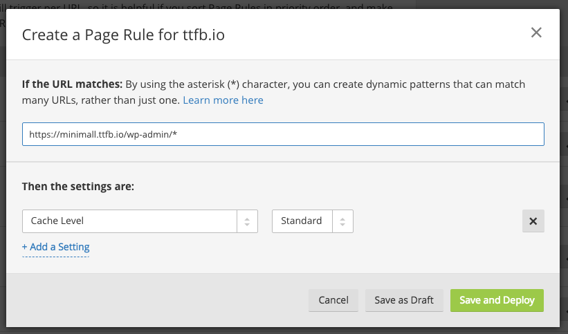 exclude wordpress admin cache cloudflare