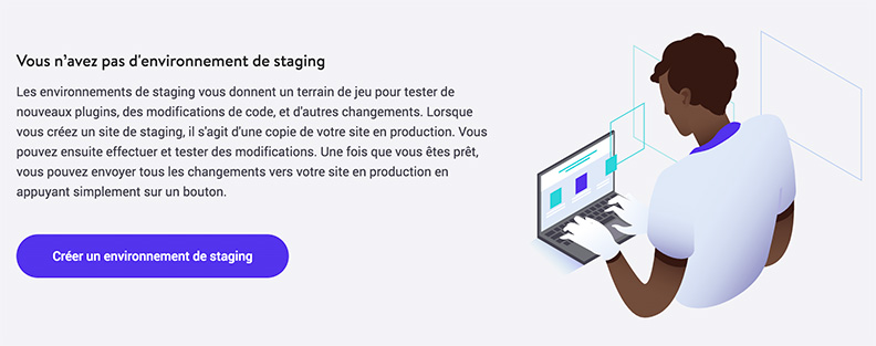Kinsta environnement staging