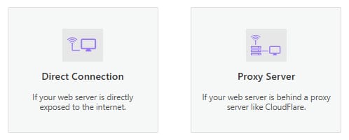 Les options de configuration de la connexion internet (directe ou indirecte) du plugin. 